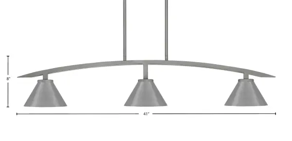 The Kurve 3-Light Island Pendant combines industrial charm with modern sophistication. Its 41-inch linear design and graphite cone shades create focused task lighting perfect for kitchen islands and dining tables. - alternate view