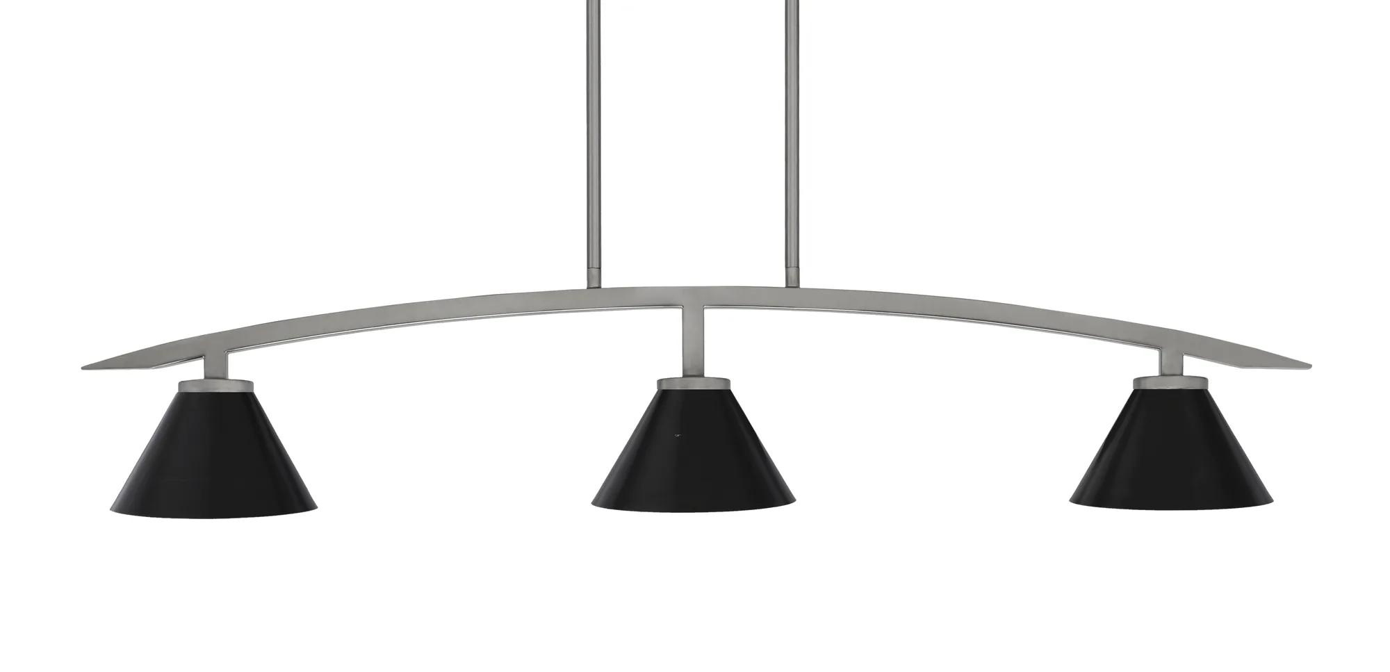 Kurve 3-Light Island Pendant in Graphite with Matte Black Shades