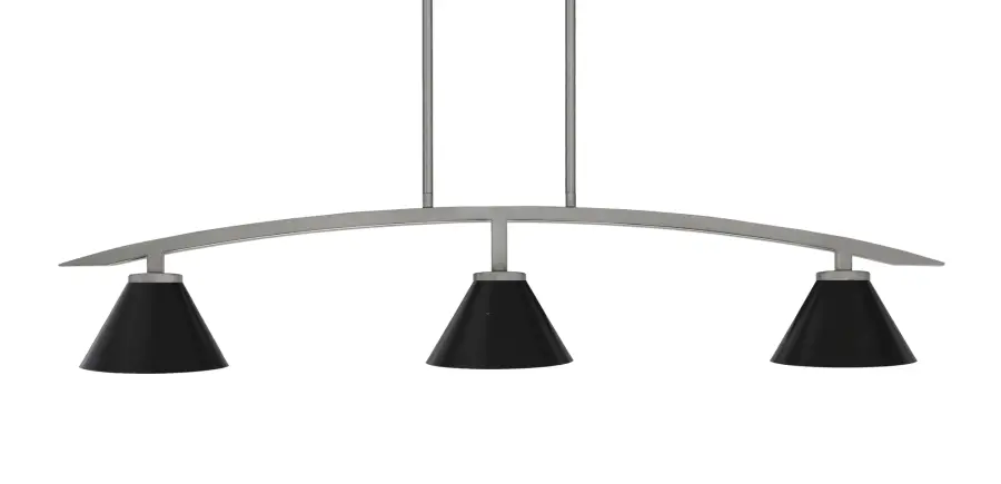 Kurve 3-Light Island Pendant in Graphite with Matte Black Shades - Image 1
