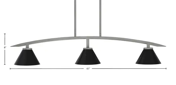 The Kurve 3-Light Island Pendant delivers striking industrial design with its graphite finish and matte black cone shades. Perfect for kitchen islands and dining spaces, this fixture combines contemporary aesthetics with practical illumination. - alternate view