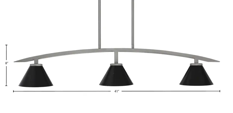 Kurve 3-Light Island Pendant in Graphite with Matte Black Shades - Image 2