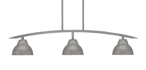 Kurve 3-Light Island Pendant in Graphite with Double Bubble Shades - Image 1