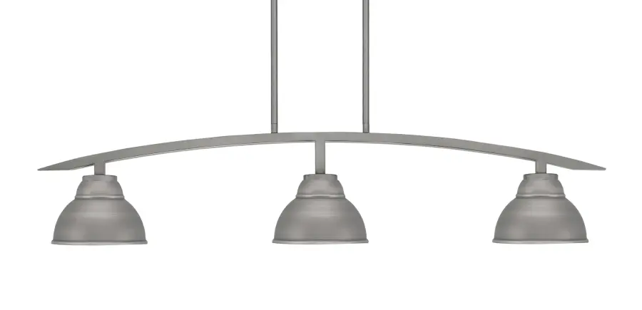 Kurve 3-Light Island Pendant in Graphite with Double Bubble Shades - Image 1