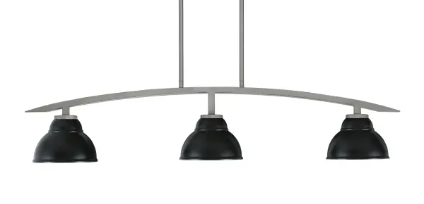 Kurve 3-Light Island Pendant in Graphite with Matte Black Shades - Image 1