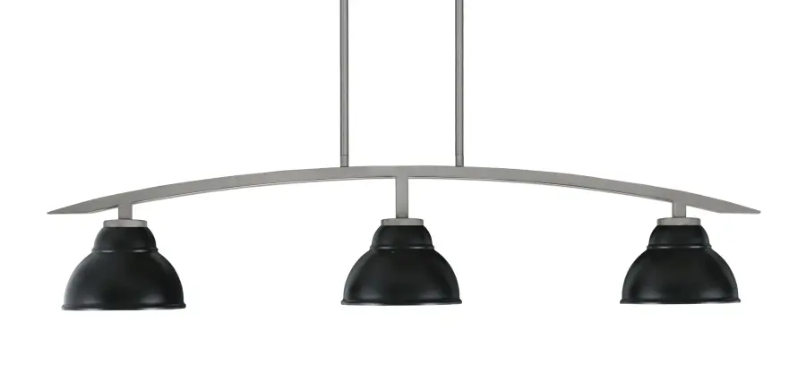 Kurve 3-Light Island Pendant in Graphite with Matte Black Shades - Image 1
