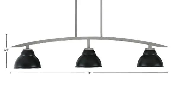 Kurve 3-Light Island Pendant in Graphite with Matte Black Shades - Image 2