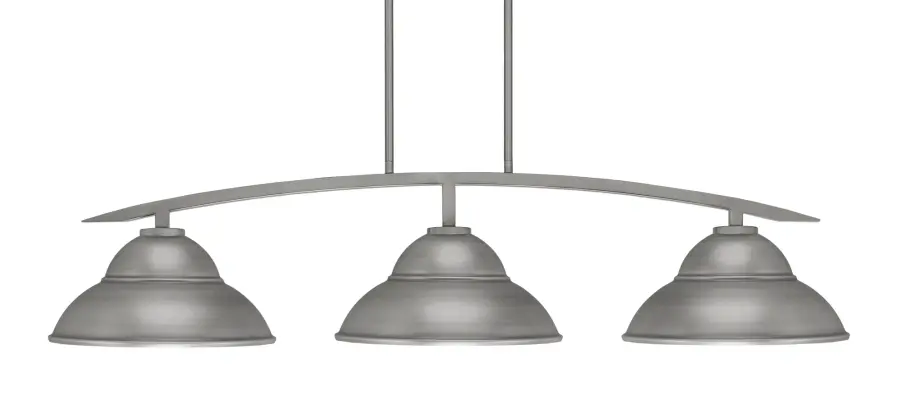 Kurve 3-Light Island Pendant in Graphite with Double Bubble Shades - Image 1
