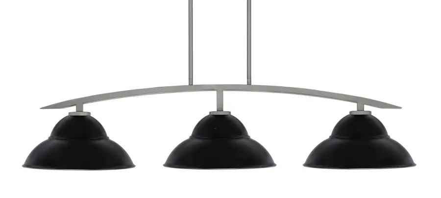 Kurve 3-Light Island Pendant in Graphite with Matte Black Shades - Image 1