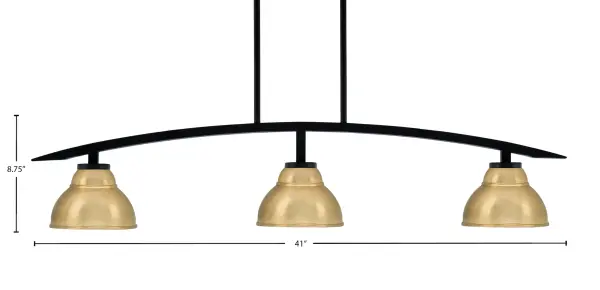 Kurve 3-Light Island Pendant in Matte Black with New Age Brass Shades - Image 2
