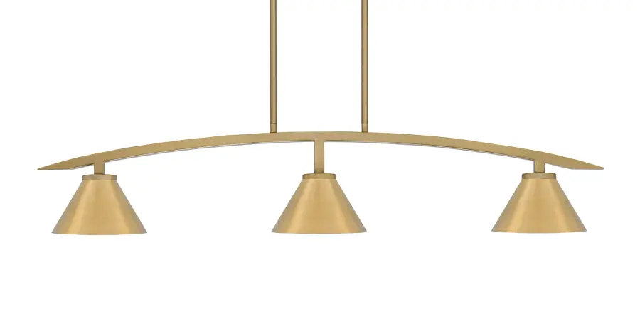 Kurve 3-Light Island Pendant in New Age Brass - Image 1