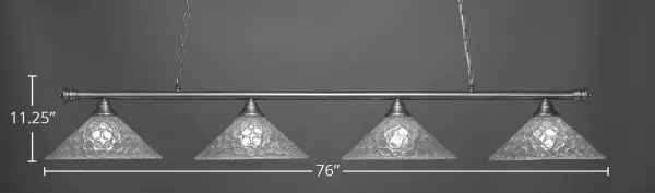 Oxford 4 Light Island Pendant in Brushed Nickel with Italian Bubble Glass - Image 2