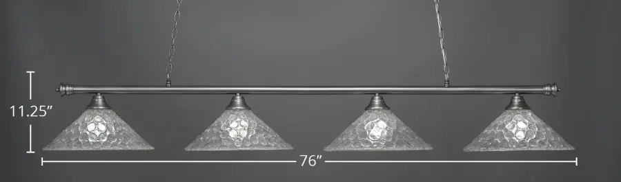 Oxford 4 Light Island Pendant in Brushed Nickel with Italian Bubble Glass - Image 2