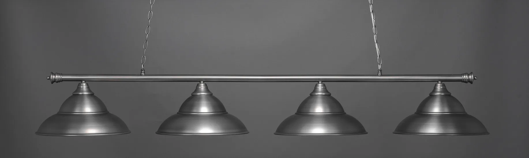 Oxford 4 Light Bar Shown In Brushed Nickel Finish With 16" Brushed Nickel Double Bubble Metal Shades