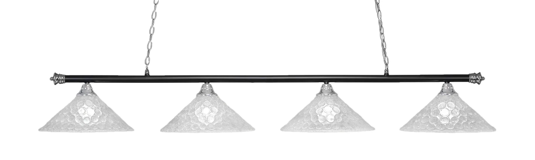 Oxford 4 Light Island Bar in Chrome & Matte Black with Italian Bubble Glass