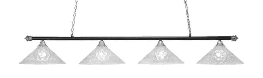 Oxford 4 Light Island Bar in Chrome & Matte Black with Italian Bubble Glass - Image 1