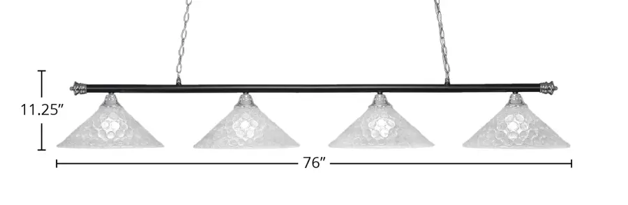 Oxford 4 Light Island Bar in Chrome & Matte Black with Italian Bubble Glass - Image 2