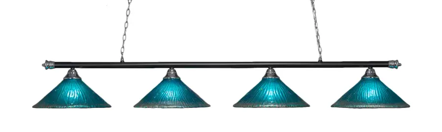 Oxford 4 Light Island Pendant with Teal Crystal Glass - Image 1