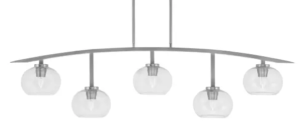 Kurve 5-Light Island Chandelier in Graphite with Clear Bubble Glass - Image 1