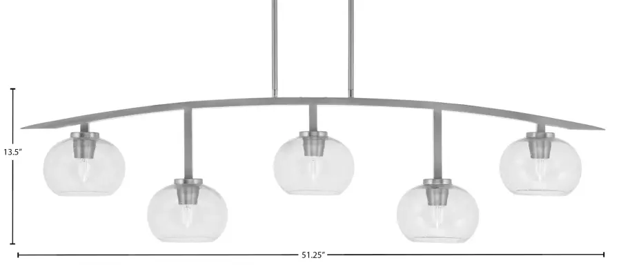 Kurve 5-Light Island Chandelier in Graphite with Clear Bubble Glass - Image 2