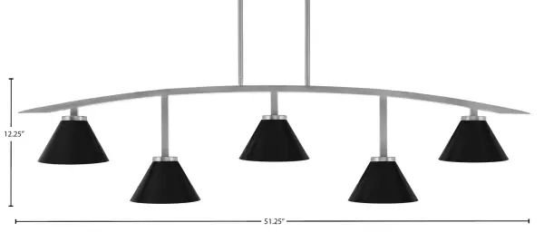 Kurve 5-Light Island Pendant in Graphite with Matte Black Shades - Image 2