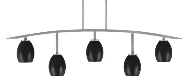 Kurve 5-Light Island Chandelier in Graphite with Matte Black Shades - Image 1