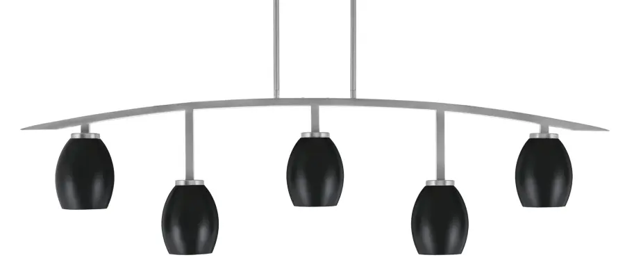 Kurve 5-Light Island Chandelier in Graphite with Matte Black Shades - Image 1