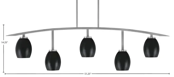 Kurve 5-Light Island Chandelier in Graphite with Matte Black Shades - Image 2