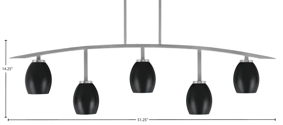 Kurve 5-Light Island Chandelier in Graphite with Matte Black Shades - Image 2