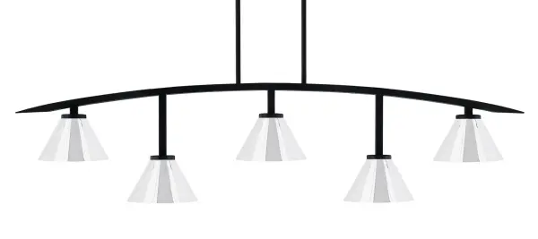Kurve 5-Light Island Chandelier in Matte Black with Chrome Shades - Image 1