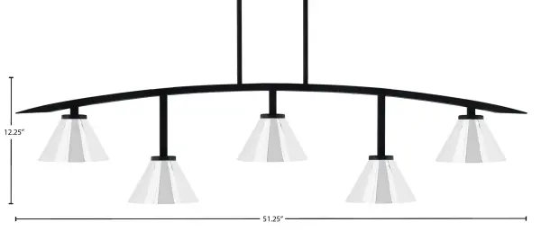 Kurve 5-Light Island Chandelier in Matte Black with Chrome Shades - Image 2