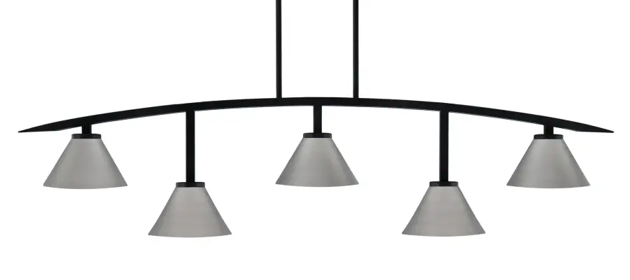 Kurve 5-Light Island Chandelier in Matte Black with Graphite Shades - Image 1