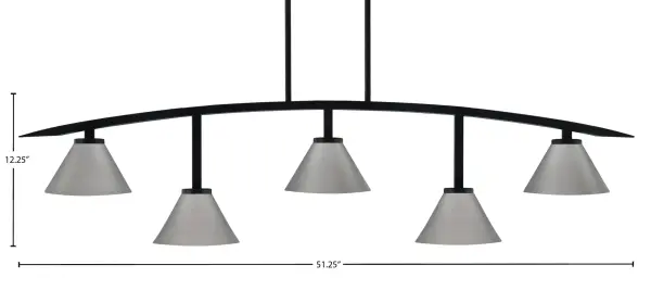 Kurve 5-Light Island Chandelier in Matte Black with Graphite Shades - Image 2
