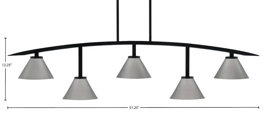Kurve 5-Light Island Chandelier in Matte Black with Graphite Shades - Image 2