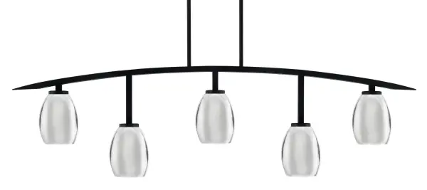 Kurve 5-Light Island Chandelier in Matte Black with Chrome Shades - Image 1