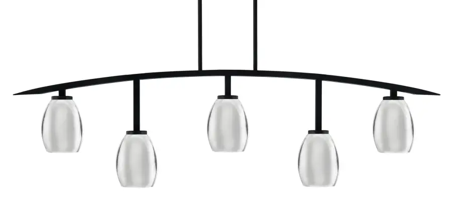 Kurve 5-Light Island Chandelier in Matte Black with Chrome Shades - Image 1