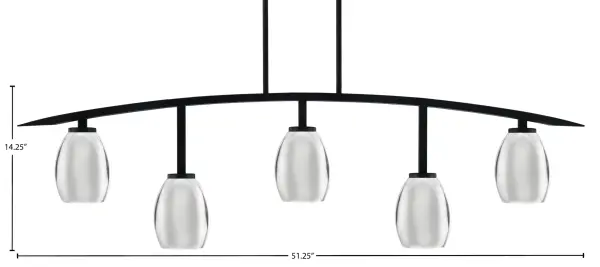 Kurve 5-Light Island Chandelier in Matte Black with Chrome Shades - Image 2