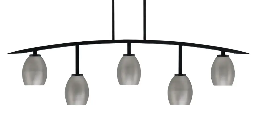 Kurve 5-Light Island Pendant in Matte Black with Graphite Shades - Image 1