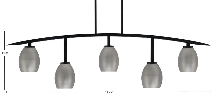 Kurve 5-Light Island Pendant in Matte Black with Graphite Shades - Image 2