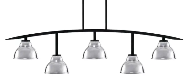 Kurve 5-Light Island Chandelier in Matte Black with Chrome Shades - Image 1
