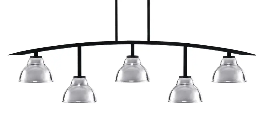 Kurve 5-Light Island Chandelier in Matte Black with Chrome Shades - Image 1