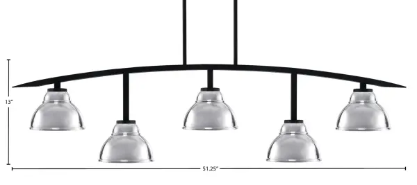 Kurve 5-Light Island Chandelier in Matte Black with Chrome Shades - Image 2