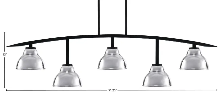 Kurve 5-Light Island Chandelier in Matte Black with Chrome Shades - Image 2