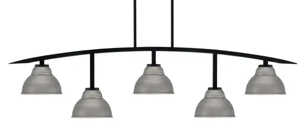 Kurve 5-Light Island Chandelier in Matte Black with Graphite Shades - Image 1