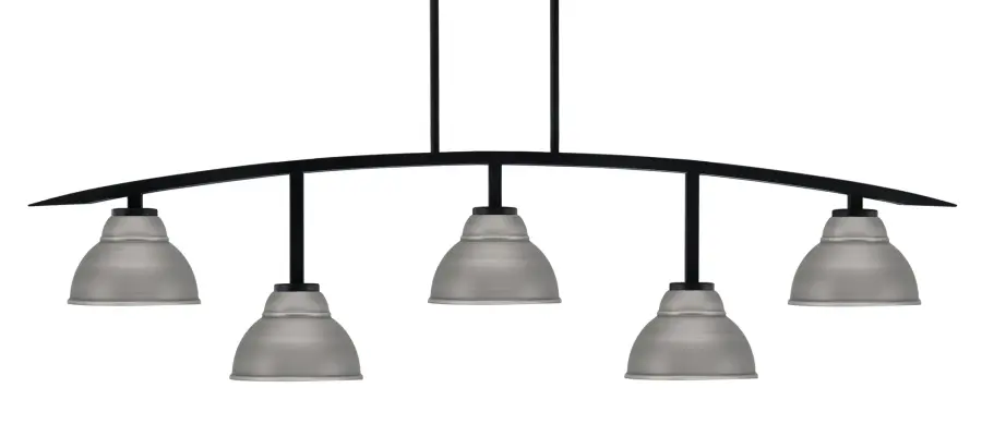 Kurve 5-Light Island Chandelier in Matte Black with Graphite Shades - Image 1