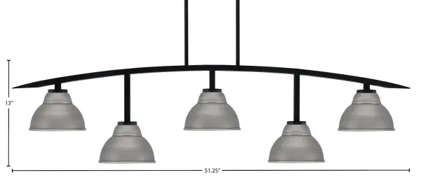 Kurve 5-Light Island Chandelier in Matte Black with Graphite Shades - Image 2
