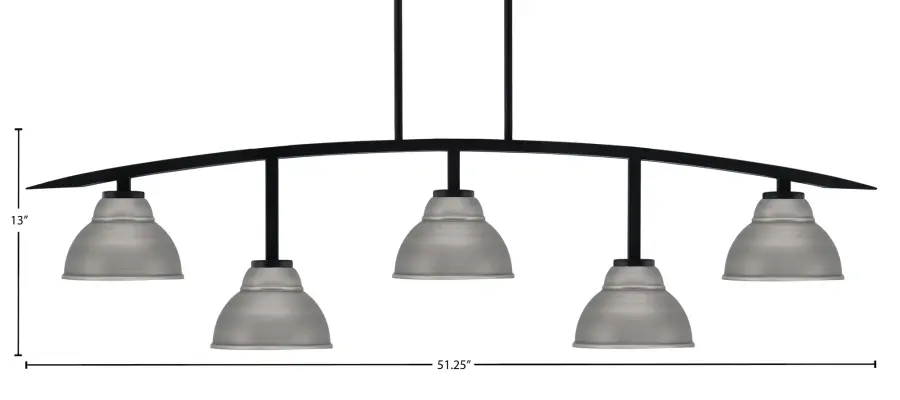 Kurve 5-Light Island Chandelier in Matte Black with Graphite Shades - Image 2