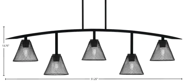 Kurve 5-Light Island Chandelier in Matte Black - Image 2