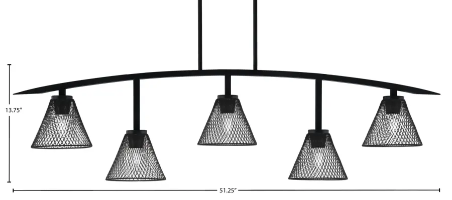 Kurve 5-Light Island Chandelier in Matte Black - Image 2