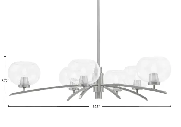 Kurve 6 Light Chandelier with Clear Bubble Glass - Image 2
