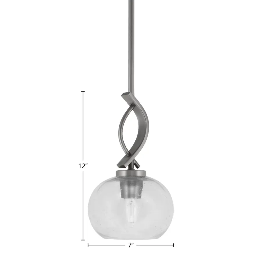 Cavella Stem Hung Mini Pendant with Clear Bubble Glass - Image 2